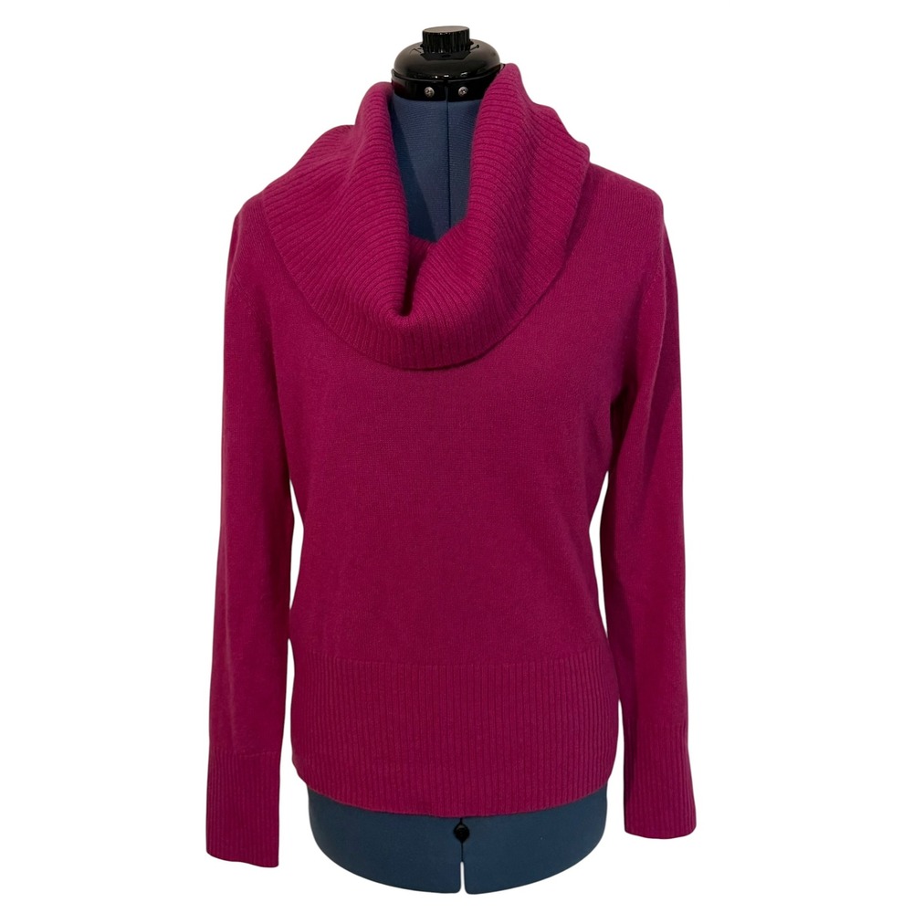 Apt 9 Pure Cashmere Pink Magenta Cowl Neck Pullover Sweater Cozy Minimalist L
